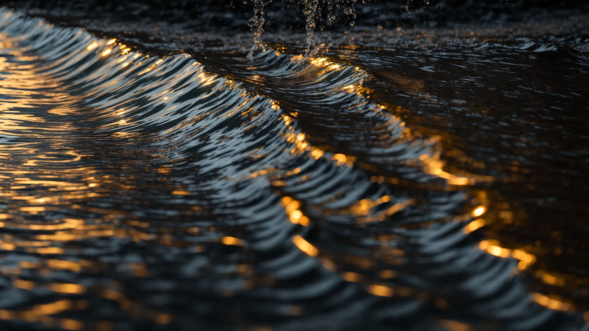 a mesmerizing cascade of water flowing down a shimmering glass surface.