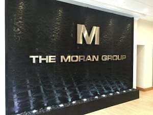 Black Scored Acrylic Water Wall Aquafall with Logo at FE Moran Offices in Northbrook Illinois 2