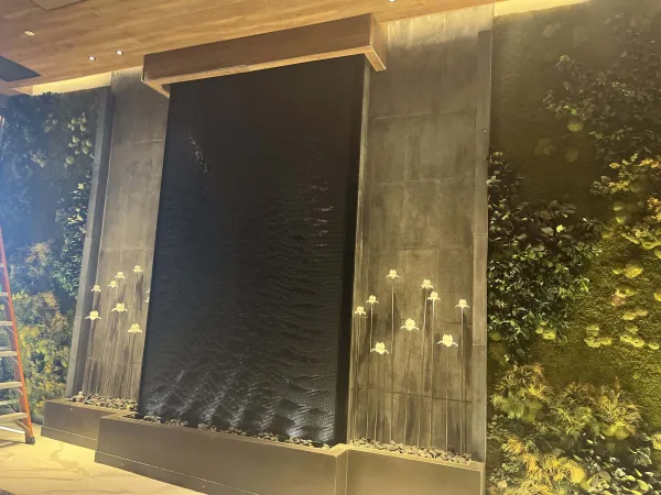 Black Scored Acrylic Water Wall at Maryland Live Casino Hotel in Baltimore, Maryland