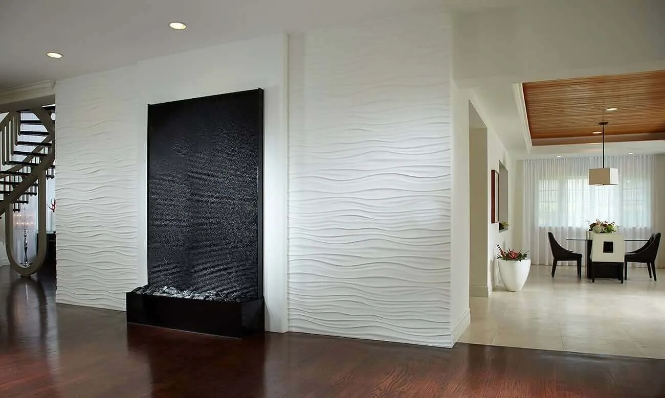 Black Scored Acrylic Waterfall in private Residence in Miami