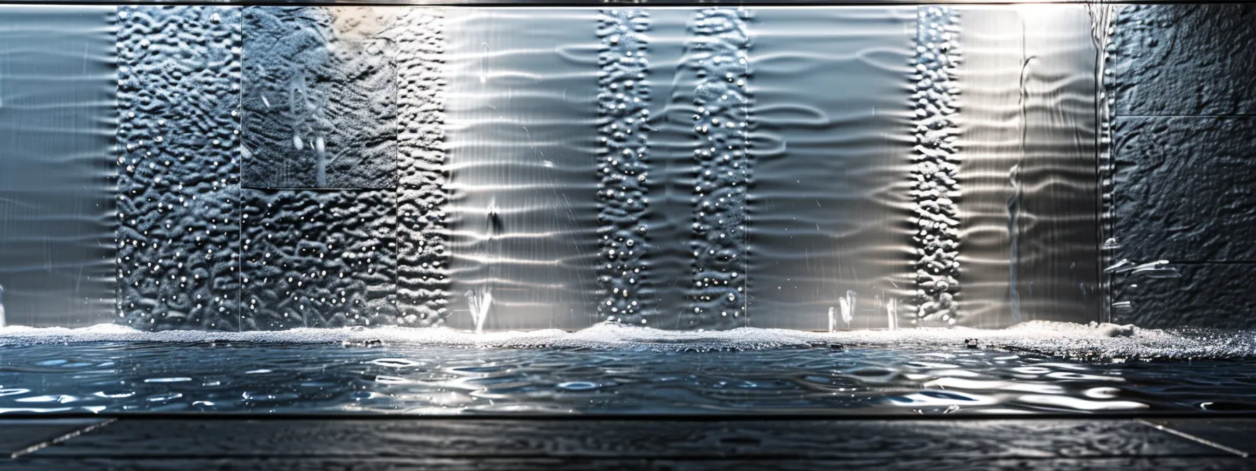 a serene indoor bubble wall fountain gracefully embedded in a sleek, modern wall design.