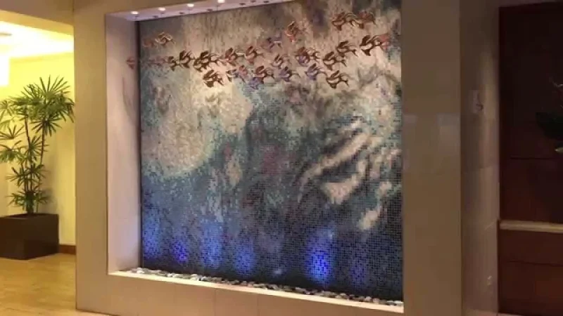 Video Tile Mosaic Water Wall Waterfall at Hyatt Place Waikiki Honolulu, Hawaii-Amazing & Beautiful