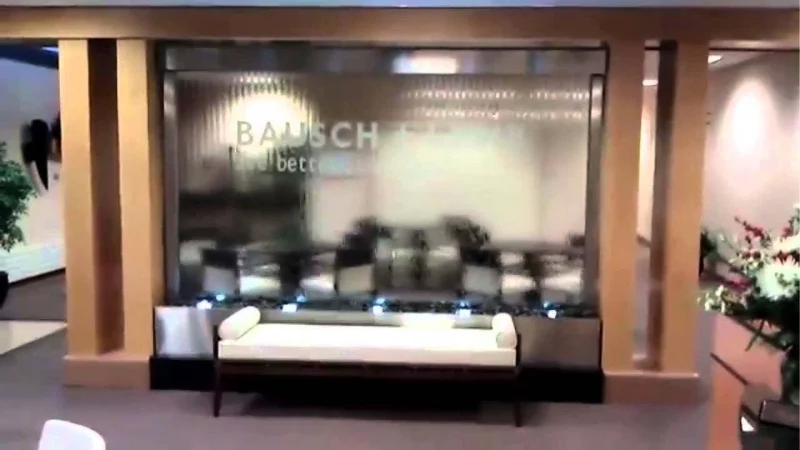 Video Water Wall Glass Lobby Waterfall-Bausch and Lomb in Rochester, New York