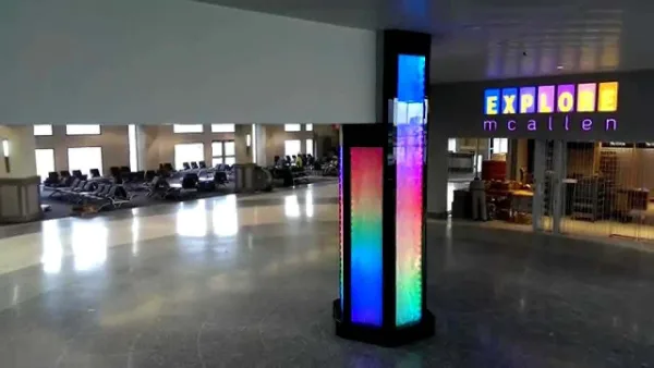 VIDEO CUSTOM WATER FEATURE COLUMN AT MCALLEN-MILLER INTERNATIONAL AIRPORT-BUBBLE WALLS