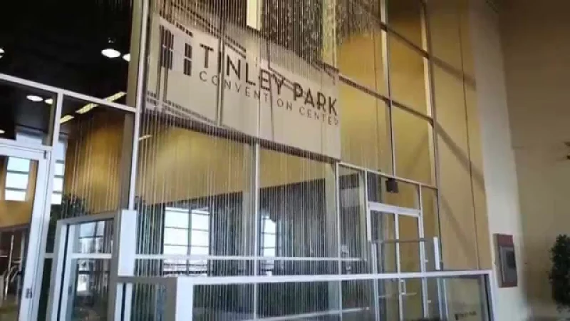 Video Rain Curtain Water Feature at Tinley Park Convention Center