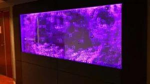 Video Bubble Wall Water Feature with choreographed and synchronized bubble. light show by Midwest Tropical